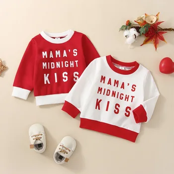 Детская Толстовка для маленьких мальчиков, повседневный пуловер с круглым вырезом и длинными рукавами, Зимняя осенняя одежда с буквенным принтом, верхняя одежда для малышей
