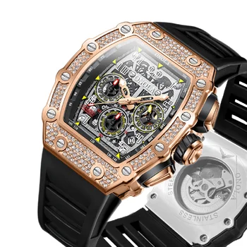 2023 Новые роскошные Мужские часы ONOLA, уникальный Модный дизайн, инкрустированный бриллиантами, Автоматические Механические водонепроницаемые наручные часы для мужчин