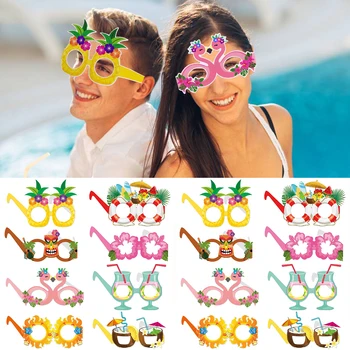 Декоративные очки для Гавайской вечеринки Забавный Пляжный Ананас Фламинго Бумажные очки для фотографий Тропический Луау Гавайские украшения для вечеринки
