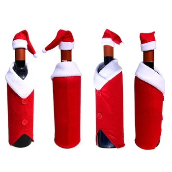 Рождественские украшения в 9 стилях для дома, крышки для бутылок красного вина, Одежда со шляпой, Рождественский Декор для новогоднего ужина, подарки для Санта-Клауса