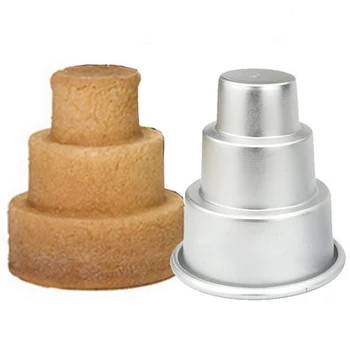 Мини-3-ярусная форма для торта Home Birthday DIY Форма для пудинга и кексов из алюминиевого сплава, форма для выпечки печенья и шоколада, Форма для пудинга и желе