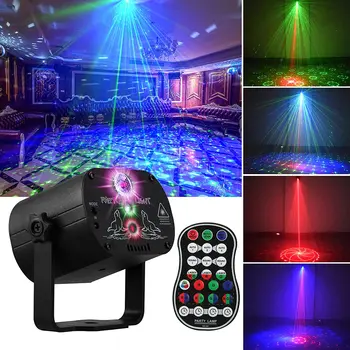 Рождественский мини-RGB диско-светильник DJ LED лазерный сценический проектор красный синий зеленый наружный светильник USB перезаряжаемый свадебный день рождения