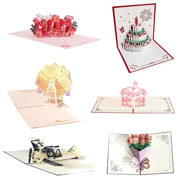 Поздравительные открытки в 3D-формате, Запасные части с конвертами, Поздравительные открытки ручной работы на День рождения, годовщину Свадьбы, День матери