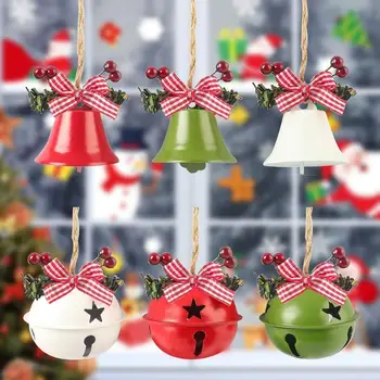 Новые рождественские колокольчики, украшения, безделушки, вечерние украшения для рождественской елки, подвесные металлические колокольчики, ленты, колокольчик, новогодний декор 2023 года