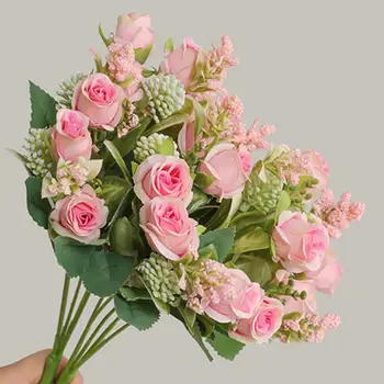 Модный Долговечный Букет из искусственных роз, не увядающий, сделай САМ, 15 Головок, Имитация декора гостиной, Цветочный Букет