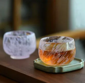 100 мл Натурального Порошка Рудного Камня Кристалл В Китайском Стиле Чайная Чашка Ручной полировки Кристалл Целебный Размагничивающий Китайский Чайный Набор Кунг-Фу