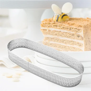 10 Упаковок овального кольца для пирога, перфорированного кольца для выпечки, Кондитерского кольца, Колец для формования торта из нержавеющей стали, кольца для выпечки пирога