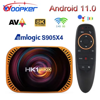 HK1 RBOX X4 Amlogic S905X4 Smart TV Box Android 11 4GB 128G 64GB 2.4G 5G Двойной Wifi BT AV1 HDR 8K медиаплеер 1000M телеприставка