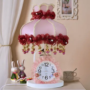 Европейский дворец кружевная ткань настольные лампы Романтический розовый день рождения свадебный подарок диммер E27 лампы прикроватные и фойе и спальня XD008