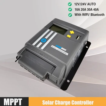 Mppt Контроллер Заряда Солнечной Панели MPPT ЖК-Дисплей 10A 20A 30A 40A С WIFI 12 В/24 В Регулятор Заряда Батареи Двойной USB LiFePO4