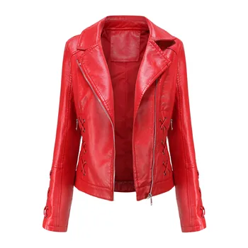Высококачественная женская куртка на молнии большого размера, кожаная мотоциклетная кожаная куртка, пальто, осенне-зимняя уличная куртка куртки