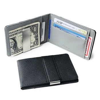 Модный ультратонкий кошелек для мужчин, креативные металлические зажимы для денег, карманный держатель для кредитных карт из искусственной кожи, портативная кассовая папка-кошелек