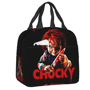 Сумка для ланча Chucky Killer Horror Halloween, изолированная сумка для ланча для женщин, водонепроницаемый кулер, Термальная коробка для Бенто, Сумка для еды для школьников