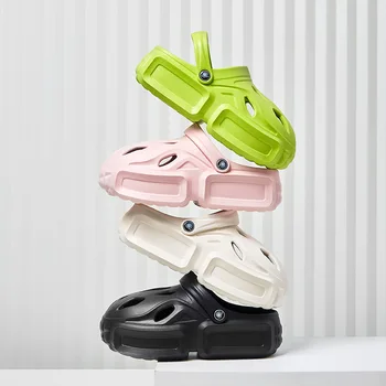Женские босоножки на высоком каблуке, нескользящая обувь на платформе в стиле панк из ЭВА на толстой подошве, Летние Модные лаконичные пляжные тапочки