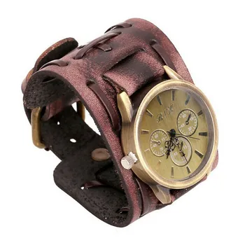Часы для мужчин, роскошные наручные часы, кварцевые, кожаные часы в стиле ретро, модные коричневые, крутые Мужские часы в стиле панк, браслет Relogio Masculino