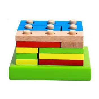 Геометрический укладчик игрушек, подходящие по форме Строительные блоки, деревянные игрушки для сортировки и укладки, Распознавание цвета, Сортировщик форм, игрушка для мальчиков