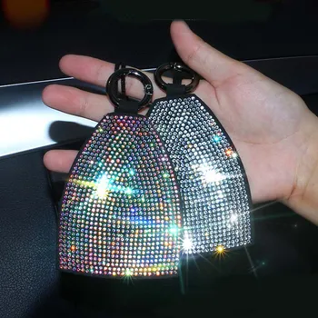 Модная сумка для ключей со сверкающими бриллиантами из искусственной кожи Minnie, кошельки для ключей, ключницы, чехол для ключей от автомобиля, брелок для ключей Disney, сумка для ключей