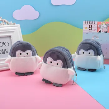 Новый мультфильм маленький пингвин девочка кошелек для монет детский плюшевый кошелек для монет милый мини-кошелек для монет сумка леди USB кабель сумка для наушников
