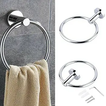 Держатель для полотенец для ванной комнаты из нержавеющей стали с матовой черной отделкой, настенные круглые кольца для полотенец, вешалка для полотенец для аксессуаров для ванной комнаты