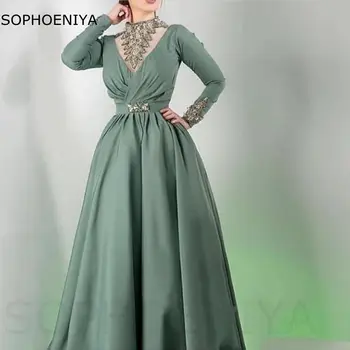 Новое поступление Вечерние платья с высоким воротом и длинным рукавом 2023 Кафтан Дубайские вечерние платья для женщин Abiye вечернее платье Robe soiree