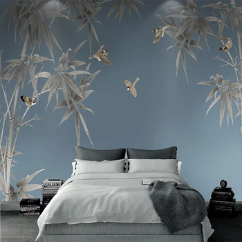 Фотообои В Китайском Стиле Бамбуковые Цветы И Птицы Фрески Гостиная Спальня Кабинет Классический Декор Papel De Parede 3D Фрески