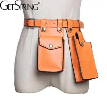 Женский ремень GetSpring, модные женские ремни для платья, многоцветная Оранжевая Мини-сумка, универсальный пояс из искусственной кожи, ремень из искусственной кожи, новинка 2021 года