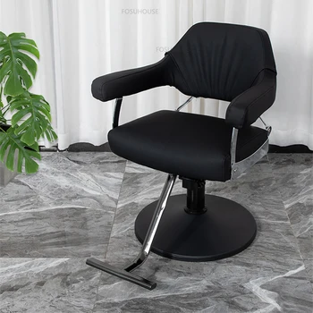 Скандинавское парикмахерское кресло из искусственной кожи для салонной мебели, профессиональное кресло для салона красоты, удобное парикмахерское кресло для парикмахерской