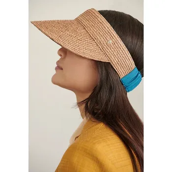 Женская шляпа С Пустым верхом Sun Hat UPF50 + Защита От солнца Из Рафии Ручной вязки Nougat / GumBlossom One Size Подходит большинству