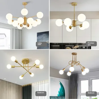 Скандинавские лампы Простой современный стиль, люстра для гостиной, Светодиодное освещение для столовой, спальни, комплект для всего дома, комбинация пакетов