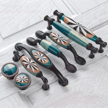 Керамические дверные ручки Ручки для европейской антикварной мебели Выдвижные ящики для кухонных шкафов и ручки
