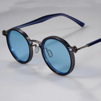 Винтажные маленькие круглые солнцезащитные очки Tavat из сплава + ацетата, уникальный дизайн с полой инкрустацией, поляризованные линзы, хорошее качество, женские мужские очки