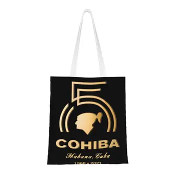 Сумки-тоут для покупок продуктов Cohiba Kanye Cuban, женская парусиновая сумка-шоппер Kawaii, сумка для покупок через плечо, сумка большой емкости