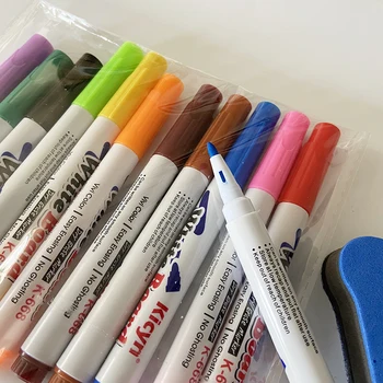 12 Цветных Ручек для белой доски, Маркер, Акварельная Белая Доска, Ручка для сухого Стирания, Водяная ручка для письма