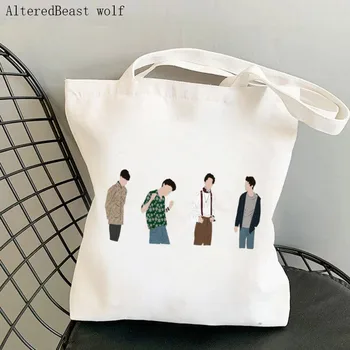 Модная женская холщовая сумка через плечо с героями фильмов, напечатанная на заказ, женские сумки для покупок, продуктовые сумки, книги-тоут для девочек
