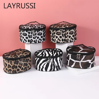Женская косметичка LAYRUSSI с леопардовым принтом, водонепроницаемые косметички для путешествий, портативная сумка для хранения, органайзер для макияжа