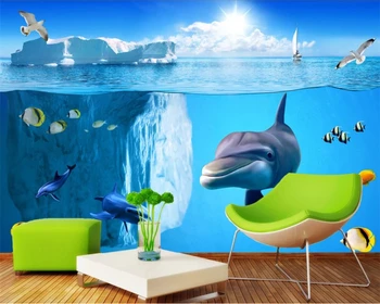 обои beibehang для стен в рулонах обои для детской комнаты behang простые обои для домашнего телевизора с океанским дельфином