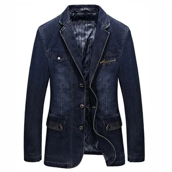 Брендовая классическая одежда, мужские куртки, джинсовый блейзер, пальто, приталенные джинсы, повседневный блейзер, Королевский синий костюм, мужская куртка с нашивками