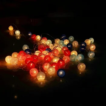 Гирляндные гирлянды, 20 светодиодных ватных шариков, сказочные гирлянды для праздников, Рождественская вечеринка, Свадебные романтические украшения, огни