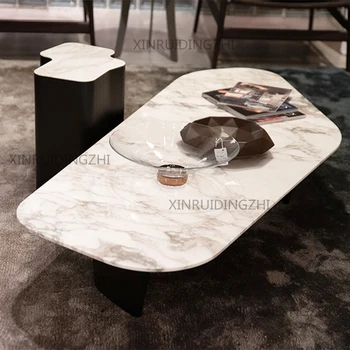 Итальянский простой круглый мраморный журнальный столик легкая роскошь в скандинавском стиле дизайнерская гостиная стол для домашнего обихода