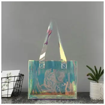 200 шт. /лот Индивидуальная сумка из ПВХ с логотипом для покупок в магазине с ручкой, водонепроницаемая и непромокаемая, прочная для одежды, пляжа