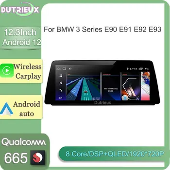 12,3-дюймовый экран монитора Android 12 Стерео Радио GPS Мультимедийный плеер ТВ Навигация Видео для BMW 3 Серии E90 E91 E92 E93