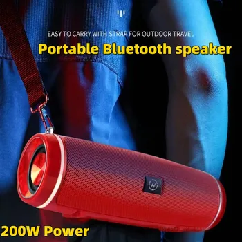 Caixa De Som Bluetooth 200 Вт Мощный портативный басовый наружный беспроводной аудио 3D Объемный Bluetooth динамик TWS / FM / Voice Prom