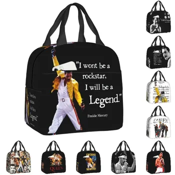 С цитатами из Queen Rock, изолированная сумка для ланча для женщин, портативный термос-холодильник Freddie Mercury, Ланч-бокс, Пляжные сумки для кемпинга, сумки для еды для путешествий
