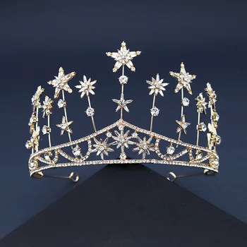 Свадебная Корона Невесты Украшения для головы из хрусталя в виде Звезды Свадебная Корона В Дворцовом стиле Королевская Корона Свадебные Аксессуары Для волос