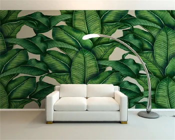 Обои на заказ, ручная роспись, листья зеленых растений, гостиная, спальня, диван, фон, декоративная роспись стен, фрески behang