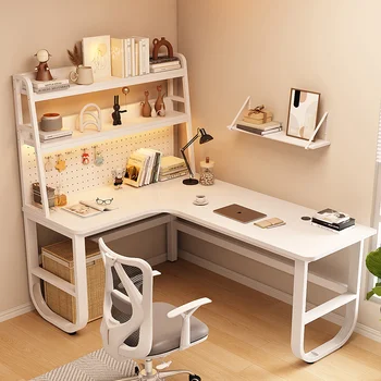Угловой письменный стол, книжная полка для студентов, встроенный рабочий стол, доска для отверстий, настольный компьютерный стол