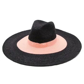 202305-gaoda-pinshe ins летняя лоскутная бумажная ветровка из рафии с большими полями, пляжная женская фетровая шляпа, женская панама, джазовая шляпа