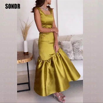 SONDR Желтые Простые Короткие вечерние платья без бретелек без рукавов Stain Dubai Party Club Vestidos Выпускные платья для женщин 2023