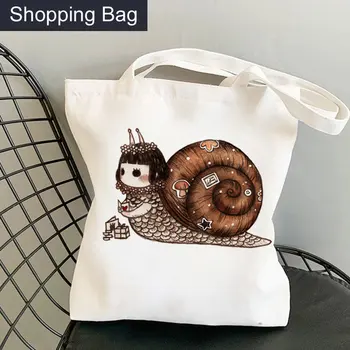 Сумка для покупок с грибами-улитками Bolsa, эко-джутовая сумка, сумка для продуктов, сумка-тоут из многоразовой ткани Bolsa Compra Sacolas