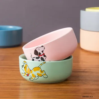 Простая с бамбуковой и деревянной керамической миской для домашних животных, предотвращающая переворачивание, миска для кошек, миска для собак, настраиваемый логотип